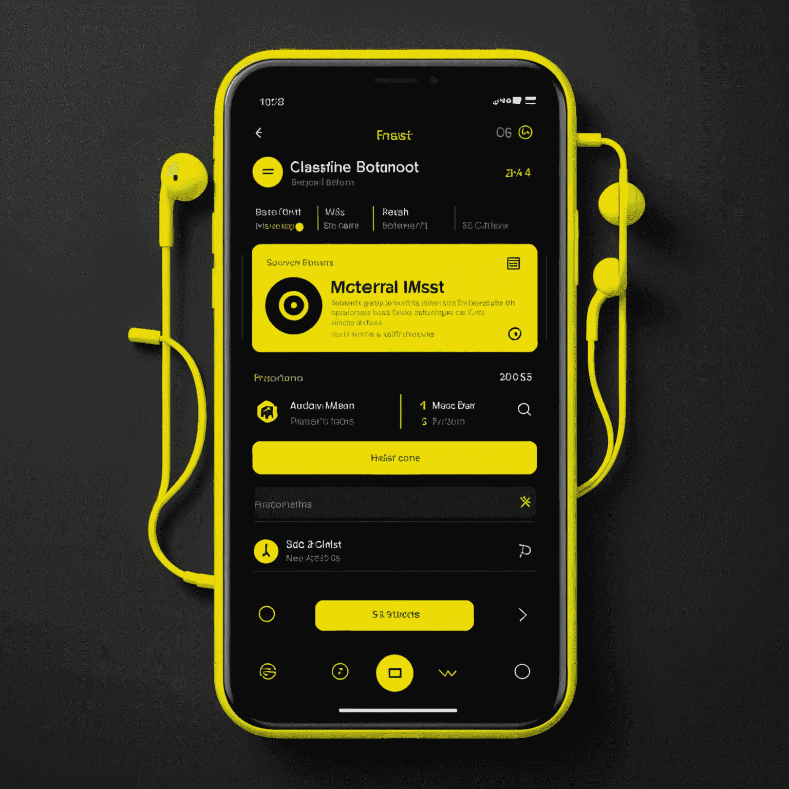 A neon yellow music player interface with various playlist icons, representing playlist curation